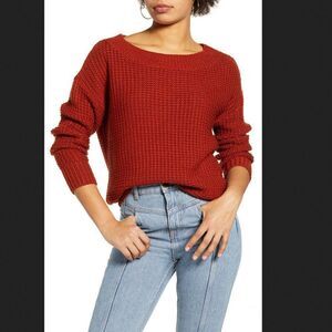 Leith Shaker Stitch Ballet Neck Sweater‎ Size XS